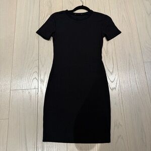 Zara Trafaluc Black Ribbed Fitted Dress